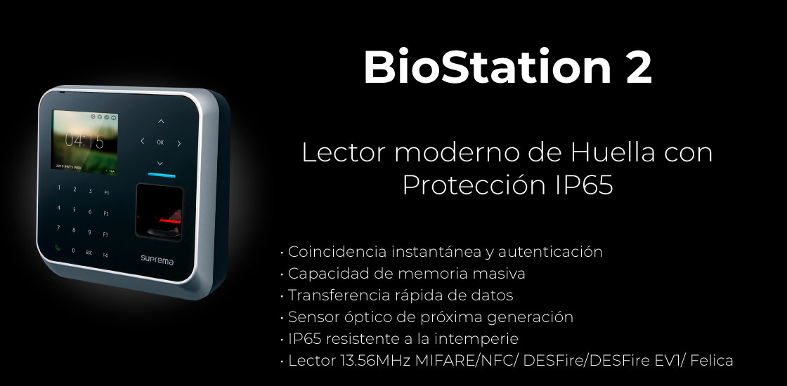 Lector biométrico moderno con Protección IP65 Bio Station 2 | Sistemas Sintel