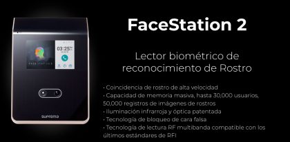 Lector biométrico de reconocimiento de Rostro FaceStation 2 | Sistemas Sintel