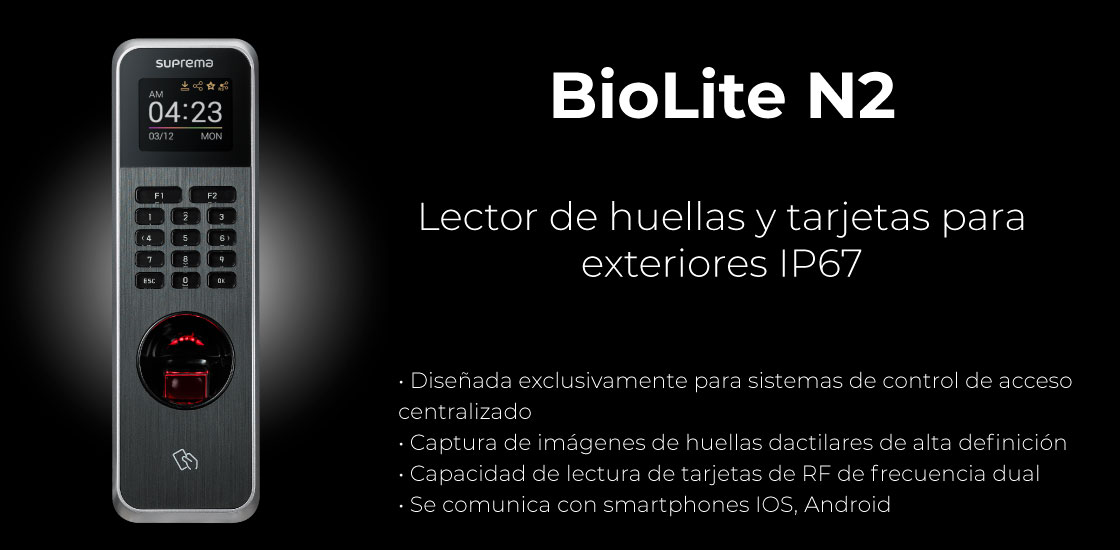Lector biométrico para exteriores IP67 BioLite N2 | Sistemas Sintel